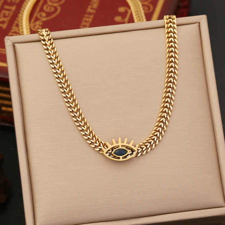 2024 Newest 18k Gold Plated Stainless Steel Eye Jewelry Sets Earrings and Necklace For Women Jewelry Set