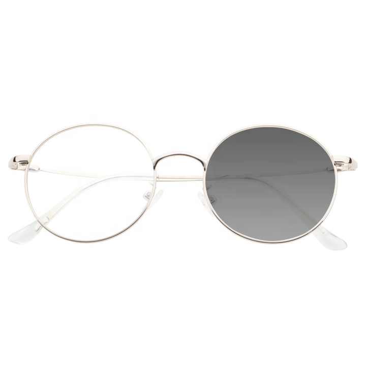 Ready Stock New Hot Sale Metal Round Frame Photochromic Change Color Blue Light Blocking Glasses