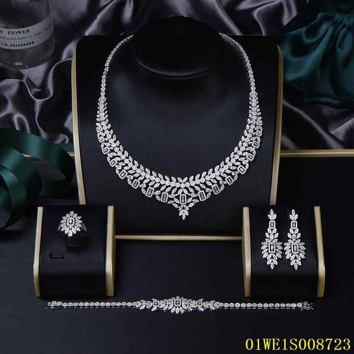 Blossom CS Jewelry Factory Quality 925 Sterling Silver Bridal Wedding Zircon Ladies 4 Piece Luxury Jewelry Sets For Women