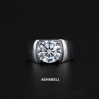 Ashabell 18K Moissanite Ring for Men 3Ct Moissanite Engagement Wedding Ring 925 Sterling Silver Square Round Brilliant Cut