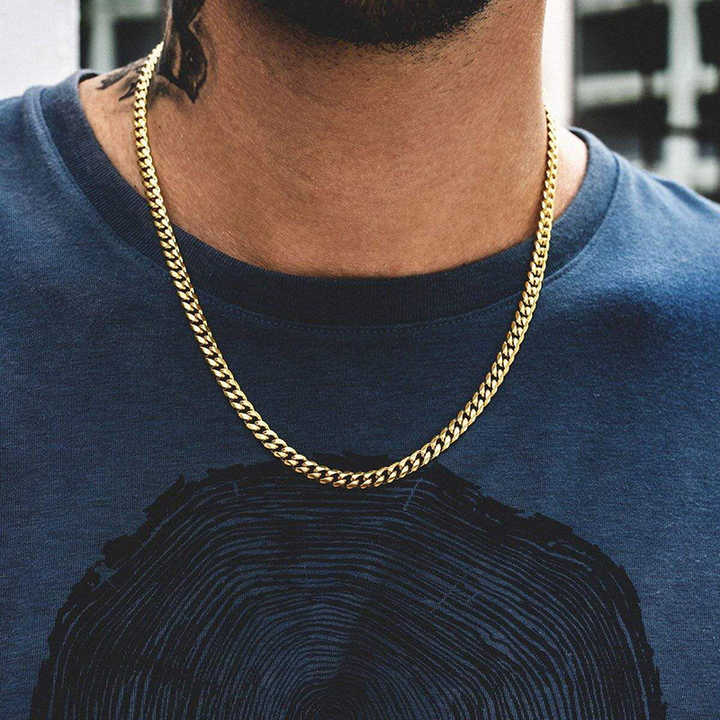Curb Cuban Link Chain Chokers Necklace Plated Jewelry Gold Stainless Steel Basic Punk Vintage for Men Women Black Custom Logo 5.0 (5 Reviews) 892 sold