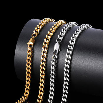 Curb Cuban Link Chain Chokers Necklace Plated Jewelry Gold Stainless Steel Basic Punk Vintage for Men Women Black Custom Logo 5.0 (5 Reviews) 892 sold