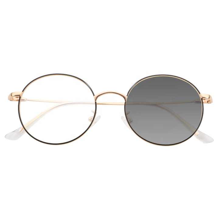 Ready Stock New Hot Sale Metal Round Frame Photochromic Change Color Blue Light Blocking Glasses