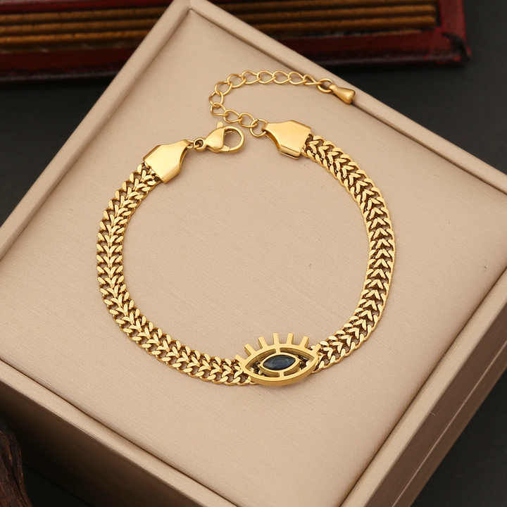 2024 Newest 18k Gold Plated Stainless Steel Eye Jewelry Sets Earrings and Necklace For Women Jewelry Set