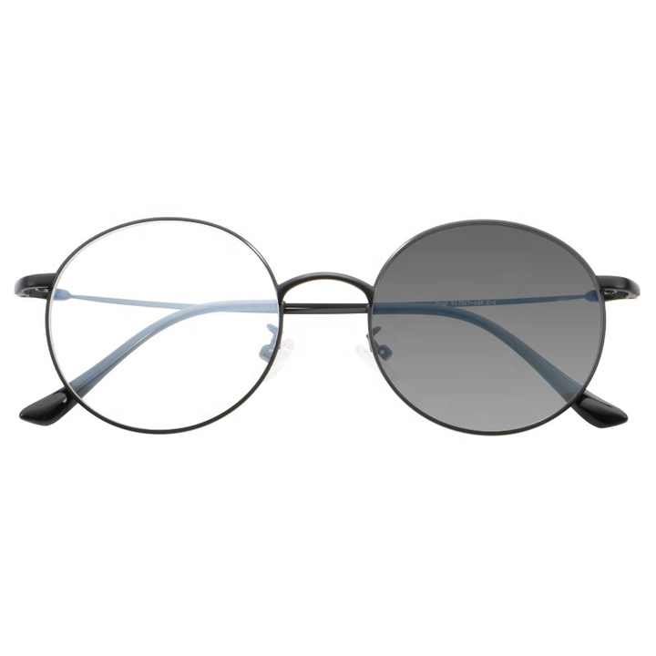 Ready Stock New Hot Sale Metal Round Frame Photochromic Change Color Blue Light Blocking Glasses