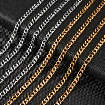 Curb Cuban Link Chain Chokers Necklace Plated Jewelry Gold Stainless Steel Basic Punk Vintage for Men Women Black Custom Logo 5.0 (5 Reviews) 892 sold
