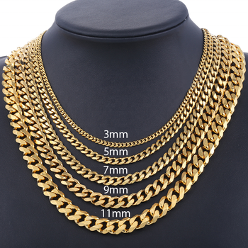 Curb Cuban Link Chain Chokers Necklace Plated Jewelry Gold Stainless Steel Basic Punk Vintage for Men Women Black Custom Logo 5.0 (5 Reviews) 892 sold