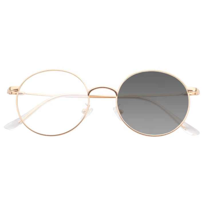 Ready Stock New Hot Sale Metal Round Frame Photochromic Change Color Blue Light Blocking Glasses