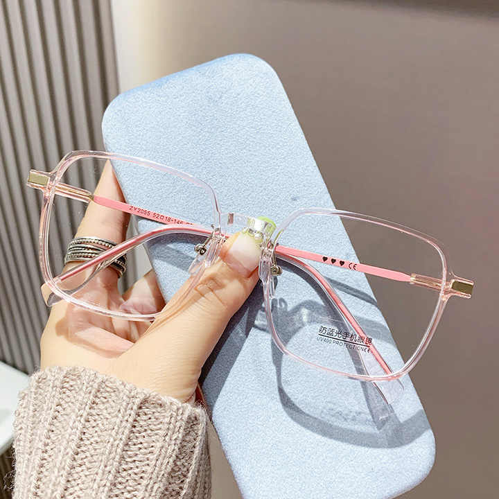 2055-1 Fashion Color Changing Anti blue Light Eyeglasses Square Frame Photochromic Computer Glasses Reading Glasses For Women