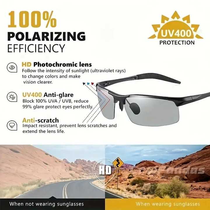 Polarized Photochromic Sunglasses Men Chameleon Glasses Male Change Color Sun Glasses Day Night Vision Driver's Eyewear