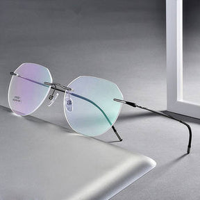 2024 Fashion Men Women Transparent Eyeglasses Lens Color Changing Eyewear Rimless Square Photochromic Glasses