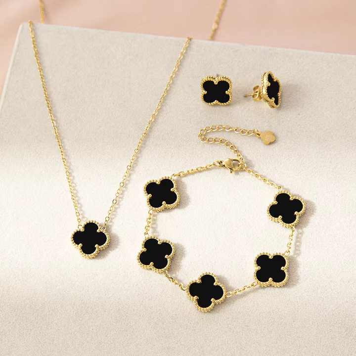 High quality Four-leaf clover Bracelet Stainless Steel Jewelry Gold-plated necklace Double-sided Four Leaf Clover Jewelry