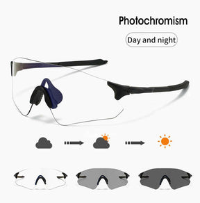 Outdoor Color Changing Cycling Men's Windproof Sports Glasses Women Cycling Road Sunglasses Day and Night Vision UV400 Glasses